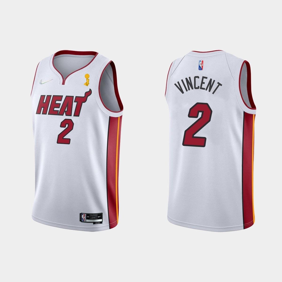 Basketball Team 2 Gabe Vincent Champions Cup 2023 Patch White Jersey