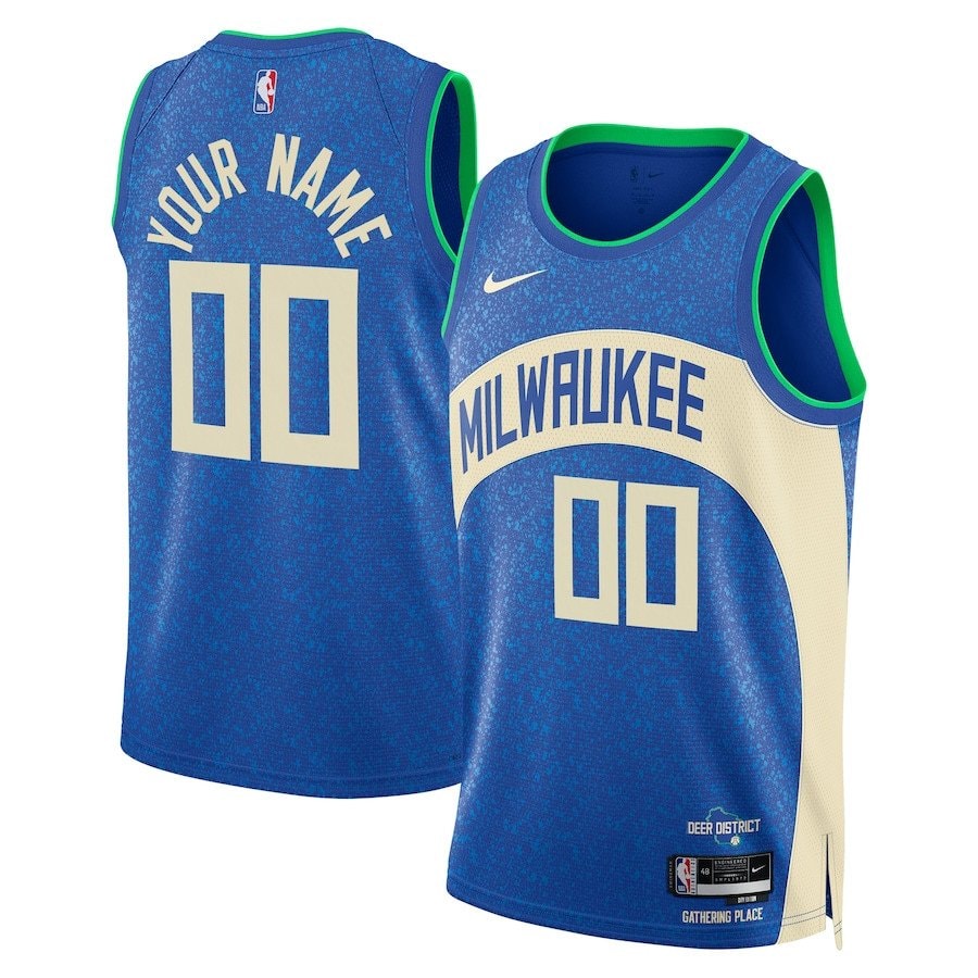 Milwaukee Bucks 2023/24 Swingman Jersey Customized City Edition Blue Unisex