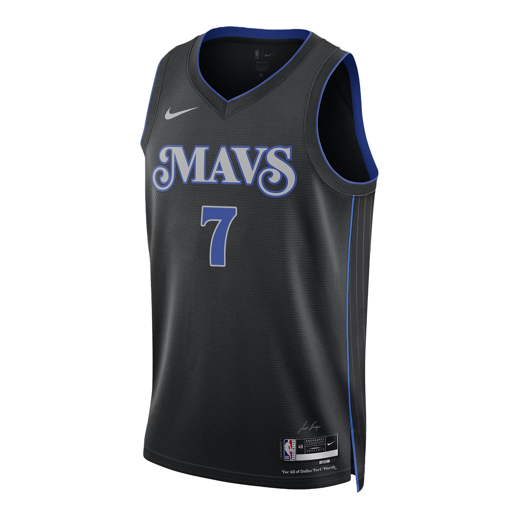 Dwight Powell 7 Dallas Mavericks 2024 Finals Patch Swingman Jersey Customized City Edition Black