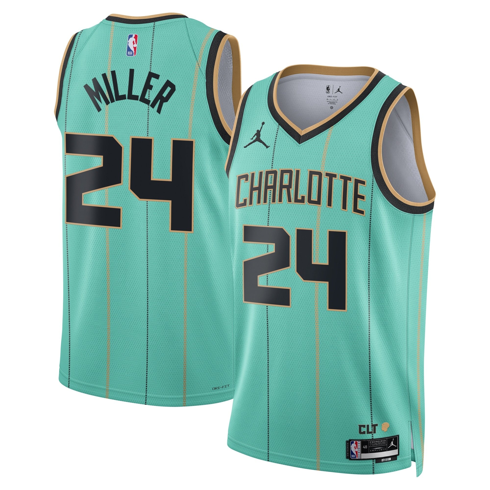 Jordan Brand Charlotte Hornets 2024 City Edition Swingman Jersey Verde Azulado Brandon Miller Unisex