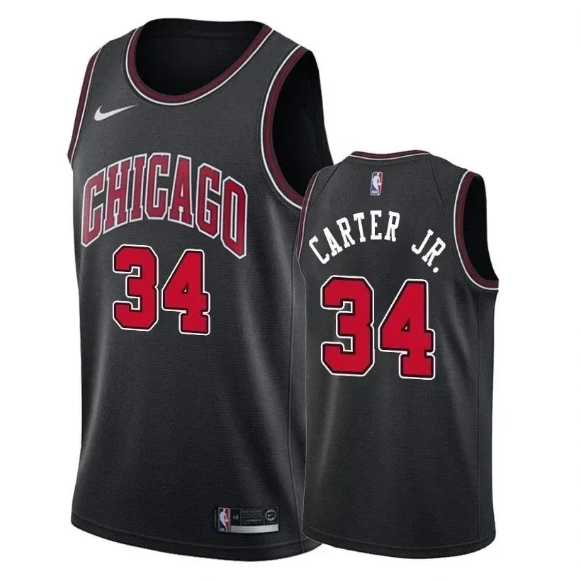 Men's Wendell Carter Jr. 34 Bulls Black Basketball Jersey - Polyester, Sizes S-3XL