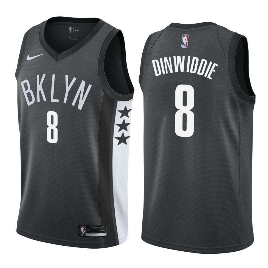Men's Spencer Dinwiddie #8 Nets Black Basketball Jersey