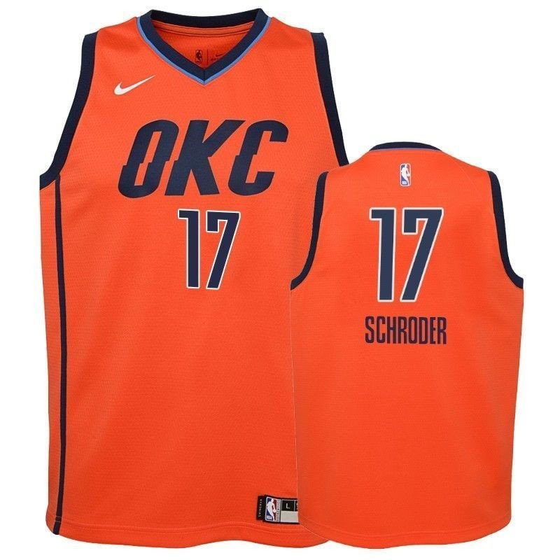 Youth Thunder Dennis Schroder 17 2018-19 Earned Orange Jersey Unisex Multicolor