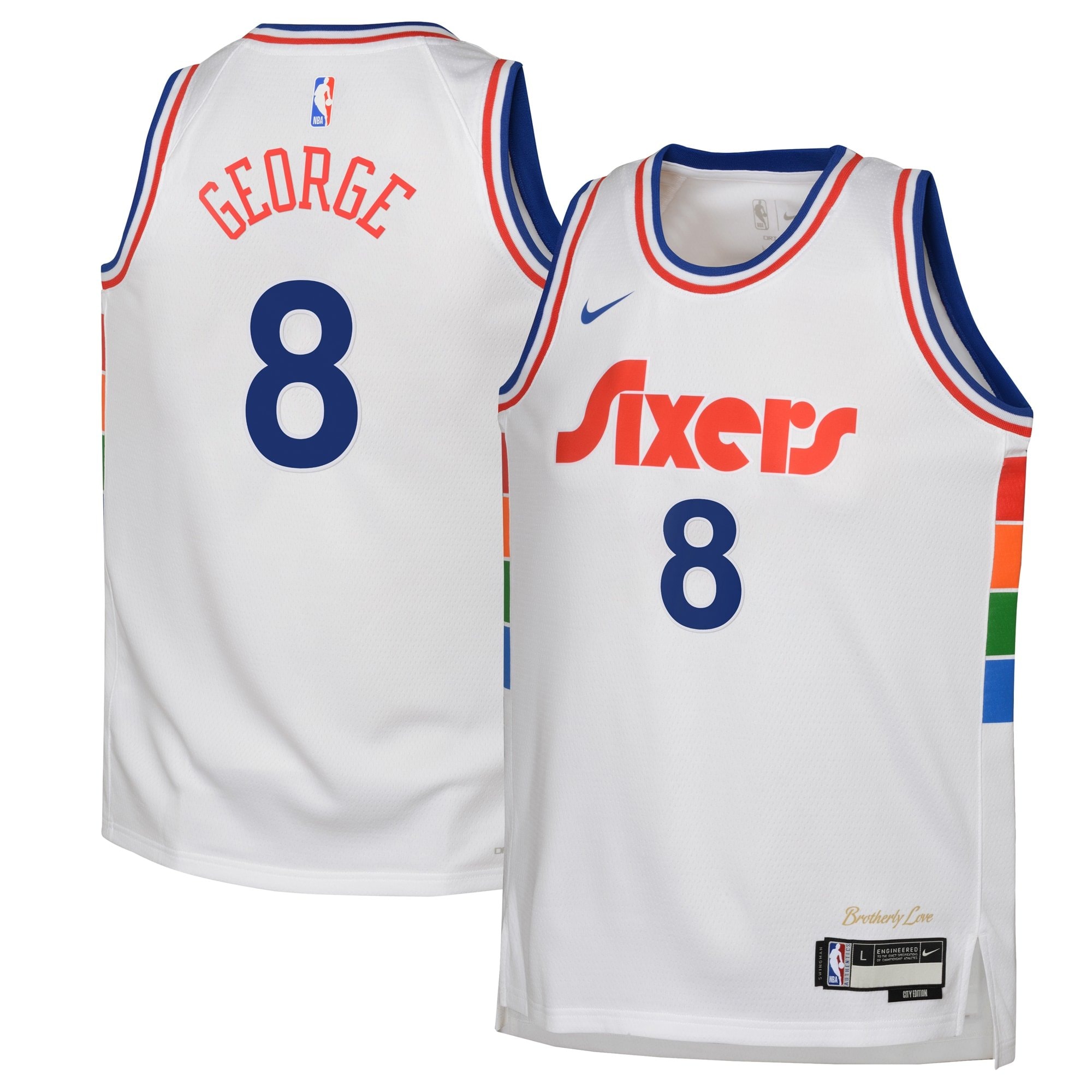 Philadelphia 76ers City Edition Swingman Jersey 2024 White Paul George Youth