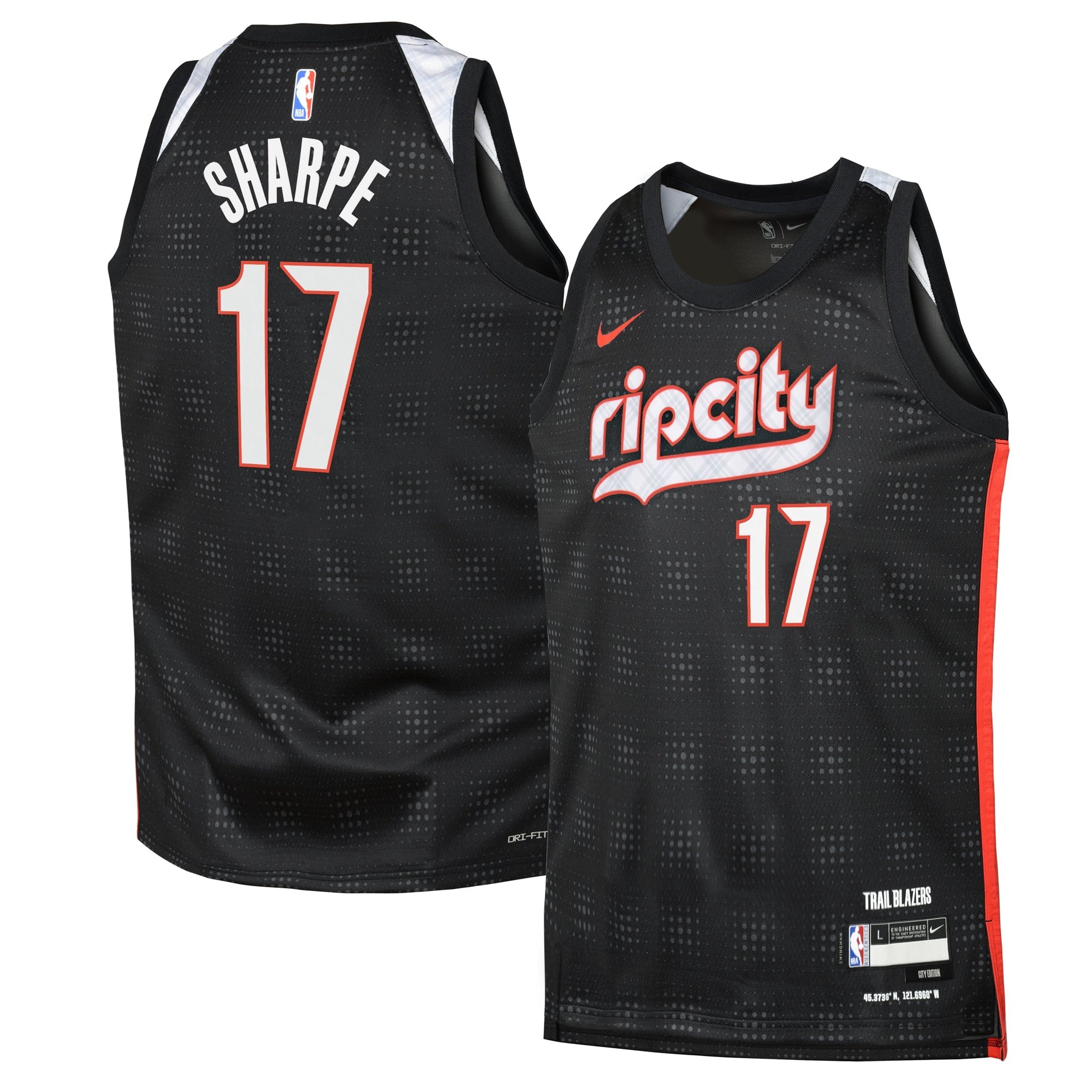 Portland Trail Blazers City Edition Swingman Jersey 2024 Black Shaedon Sharpe Youth