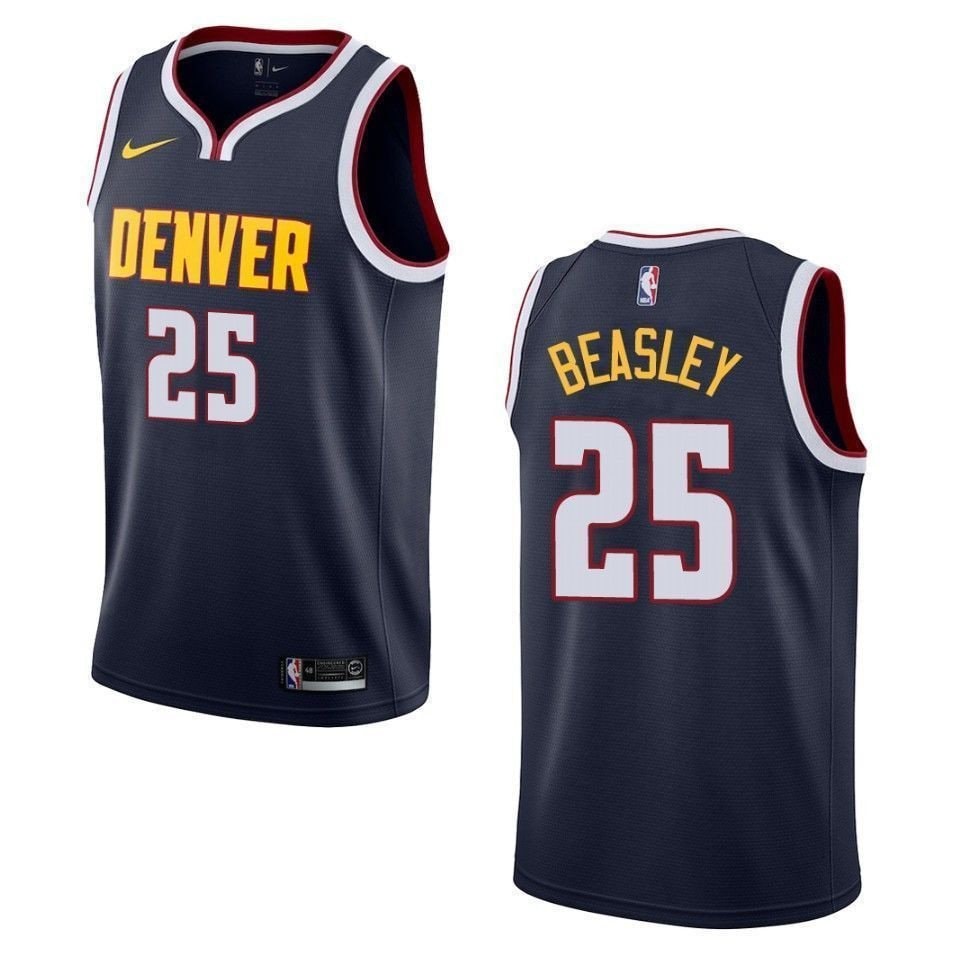 Men's Denver Nuggets 25 Malik Beasley Icon Swingman Jersey Navy