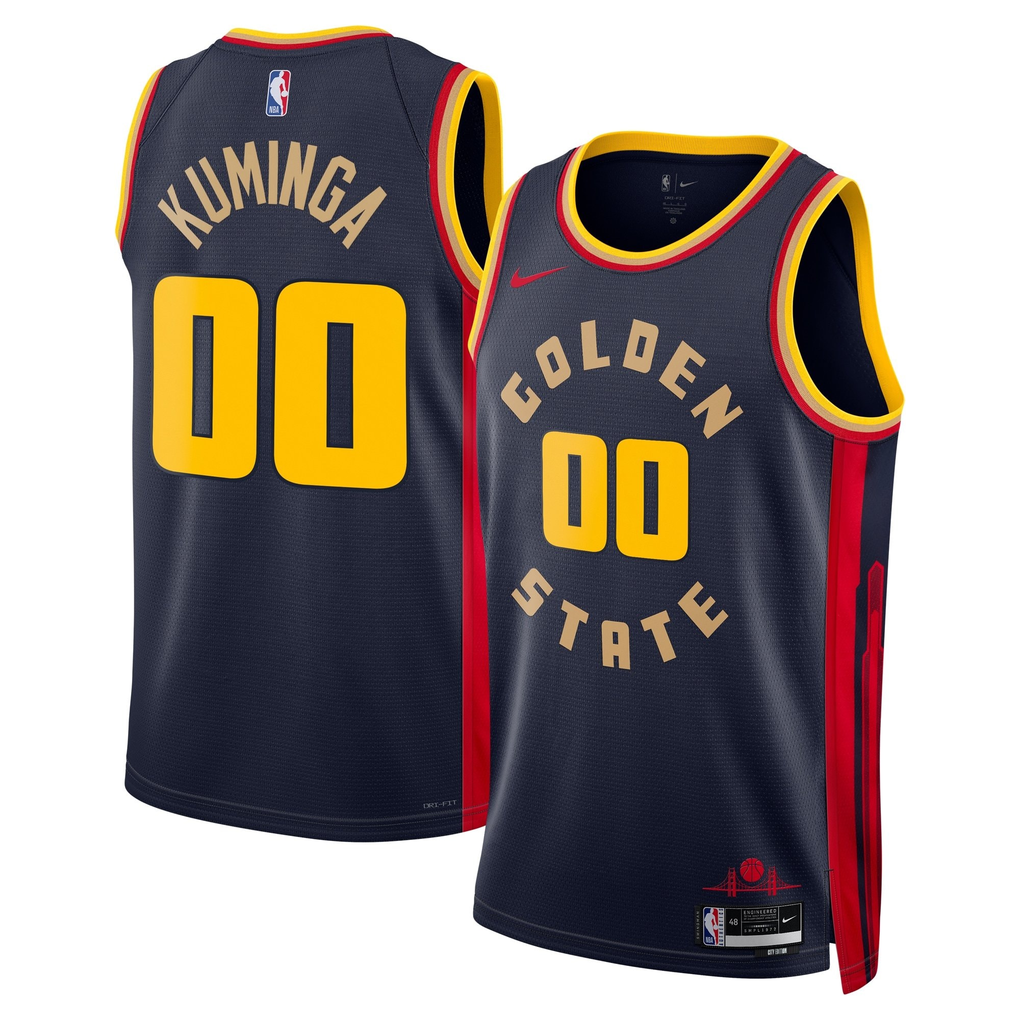Golden State Warriors City Edition Swingman Jersey 2024 Navy Jonathan Kuminga Unisex