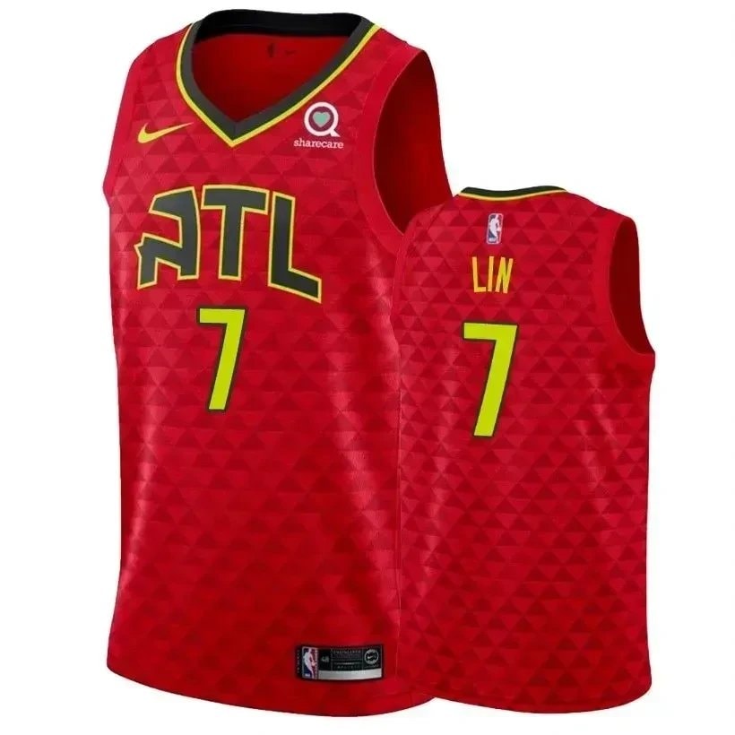 Men's Jeremy Lin Hawks #7 State Red Basketball Jersey S-3XL