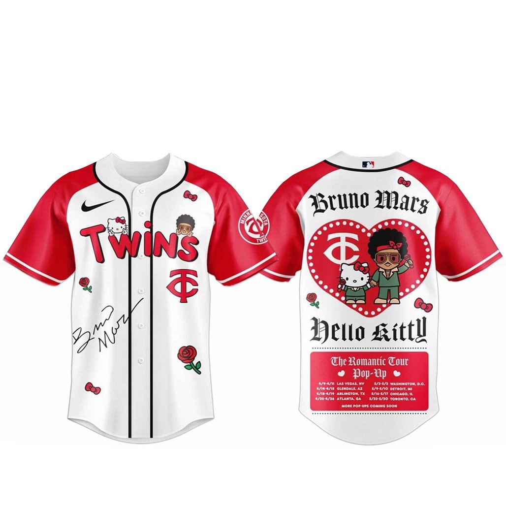 Baseball Team Bruno Mars x Hello Kitty 2026 The Romantic Tour Baseball Jersey