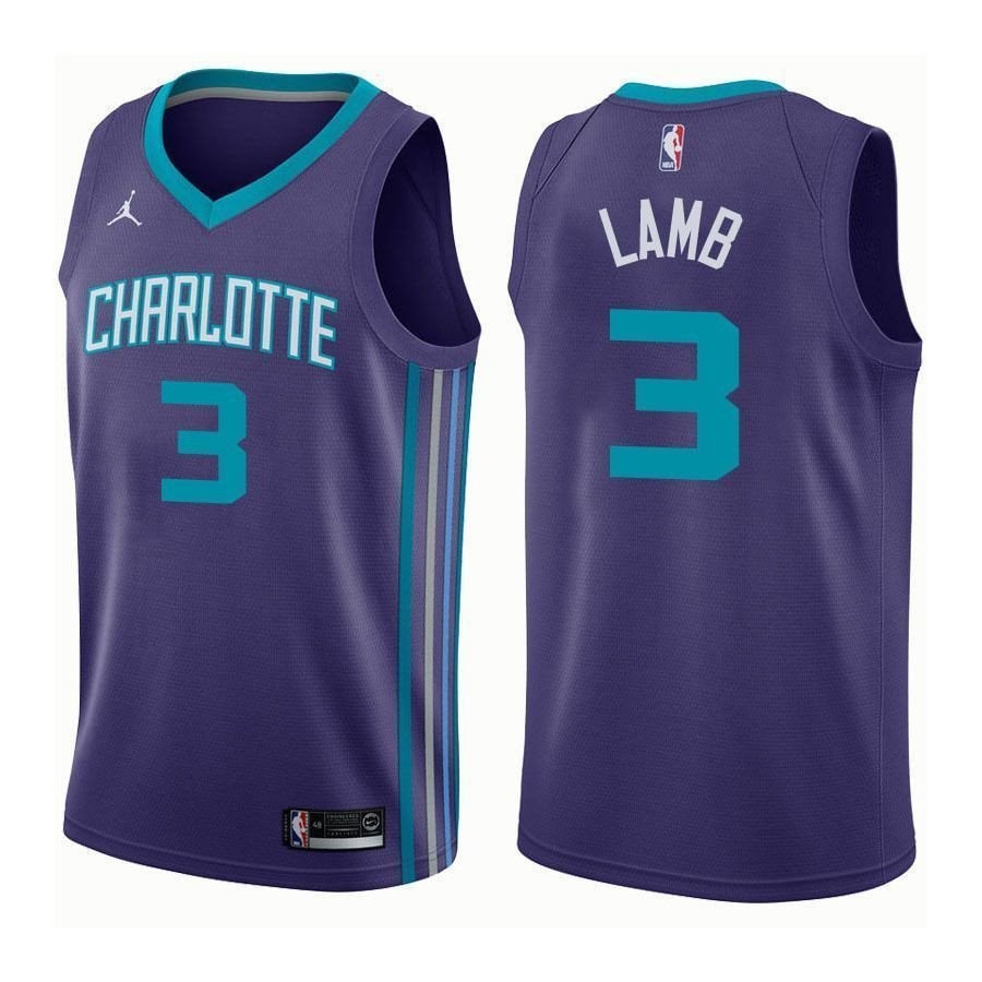 Men's Hornets Jeremy Lamb Purple Basketball Jersey S-3XL Multicolor