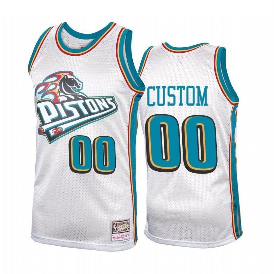 Men's Detroit Pistons Custom 00 Platinum Hardwood Classics Jersey