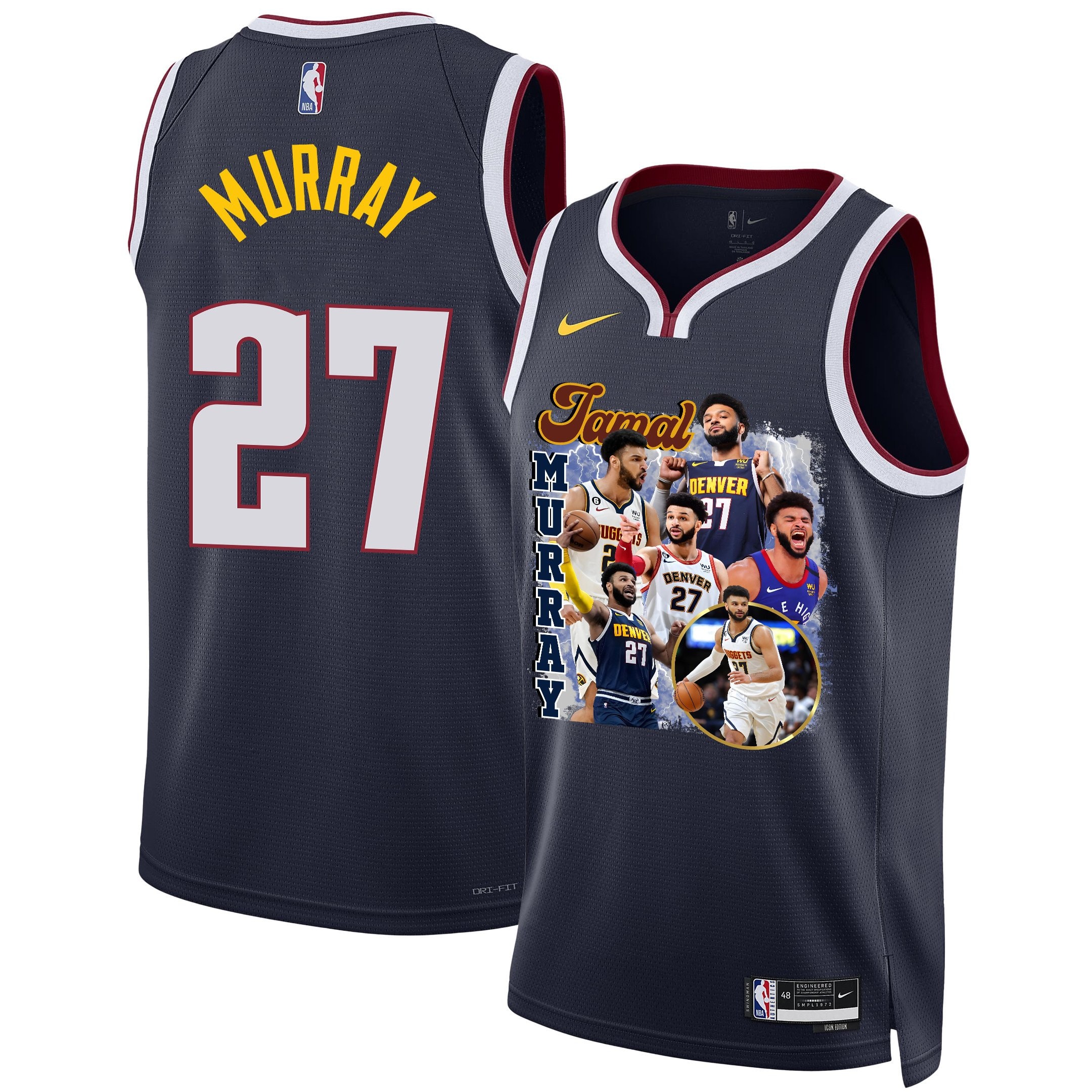 Jamal Murray 27 Basketball Team Playmaking Maestro 2023 Basketball Champions Swingman Jersey - Black