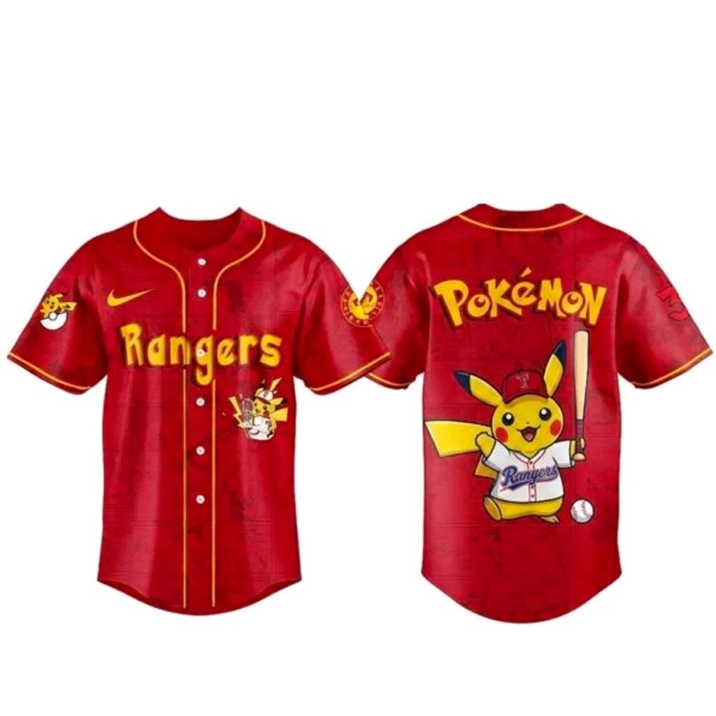 Baseball Team x Pokemon 2026 Red Baseball Jersey Version 2
