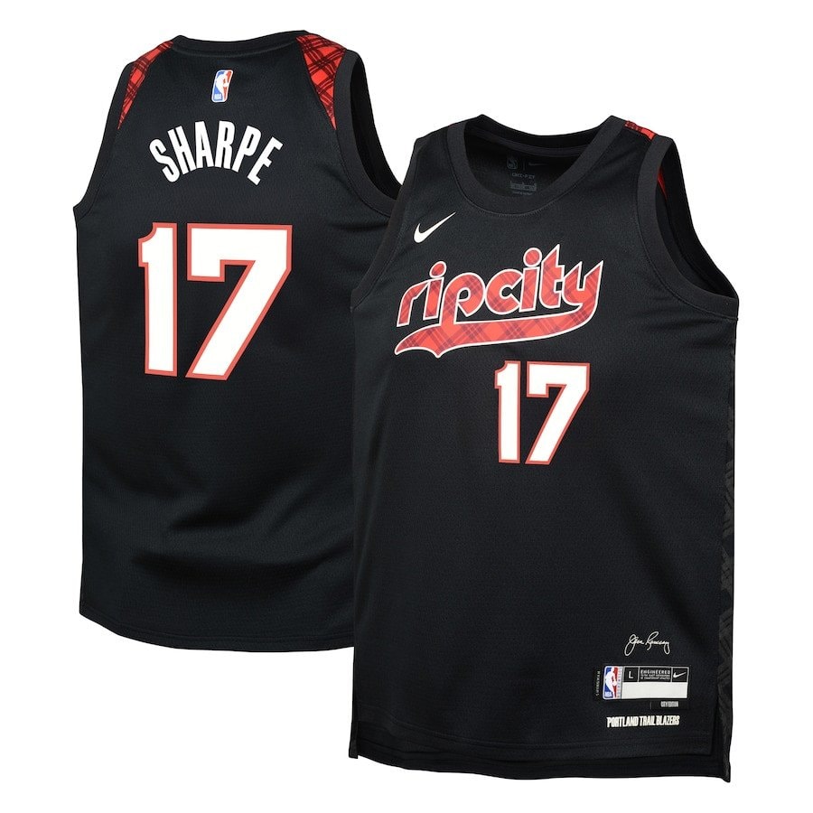 Shaedon Sharpe 17 Portland Trail Blazers 2023/24 City Edition Swingman Youth Jersey Black