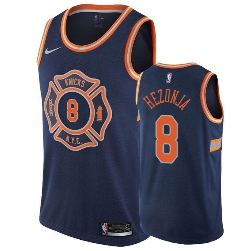 Men's Mario Hezonja Knicks #8 City Edition Navy Basketball Jersey