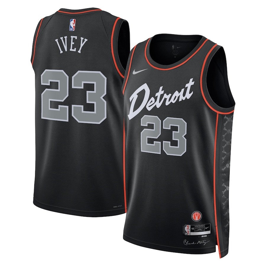 Jaden Ivey 23 Detroit Pistons 2023/24 City Edition Swingman Jersey Black Unisex
