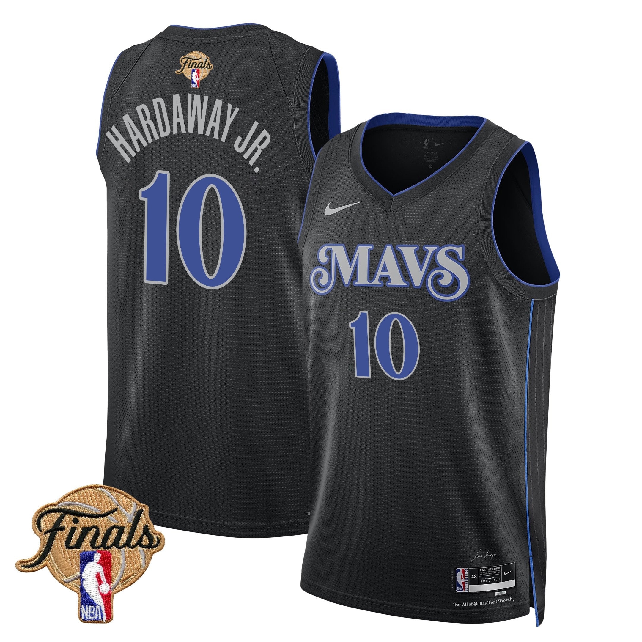Tim Hardaway Jr. 10 Dallas Mavericks 2024 Finals Patch Swingman Jersey City Edition Black