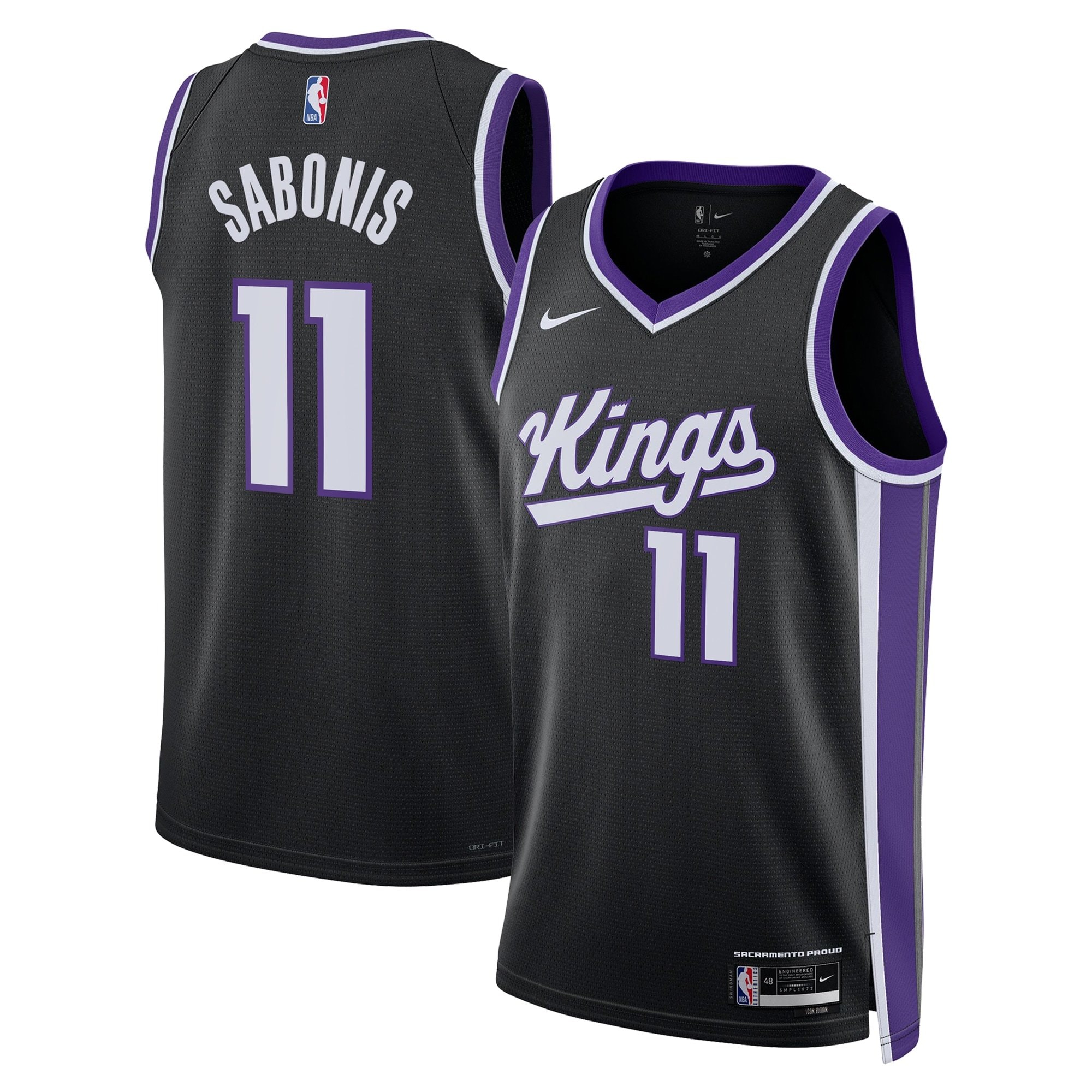 Sacramento Kings Icon Edition Swingman Jersey Black Domantas Sabonis Unisex