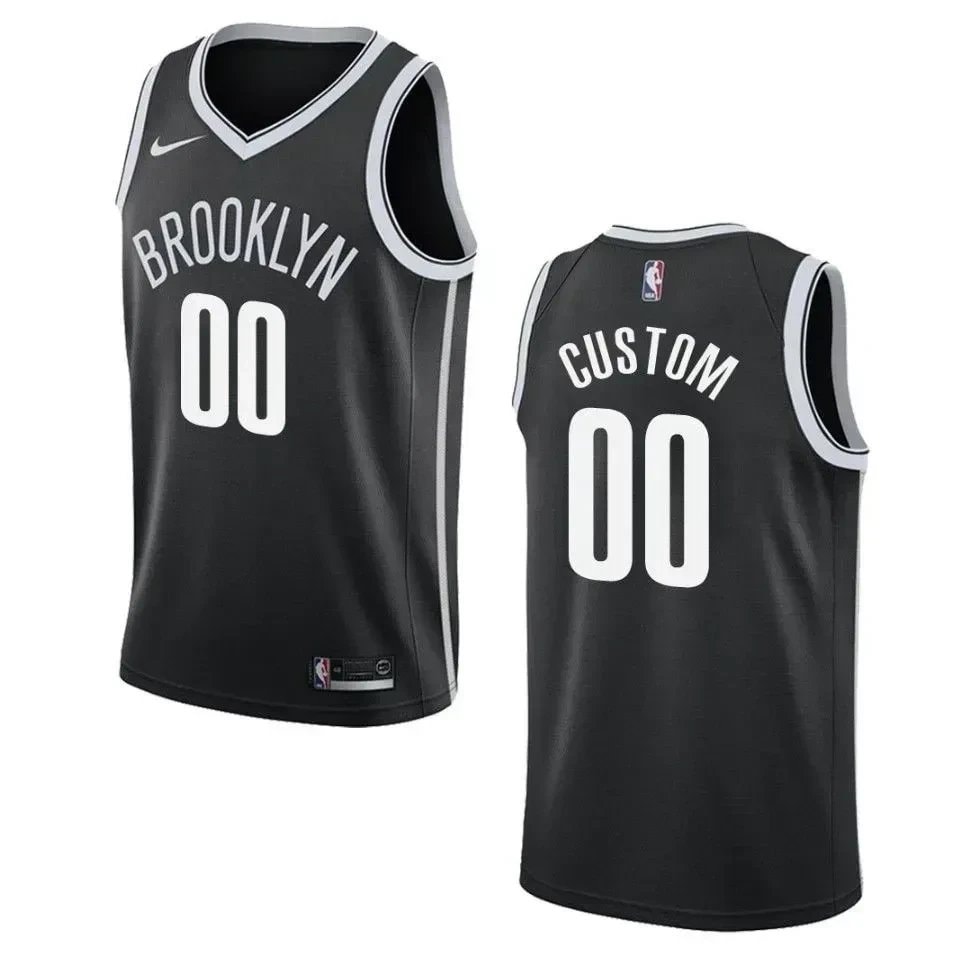 Men's Brooklyn Nets 00 Custom Icon Swingman Jersey Black