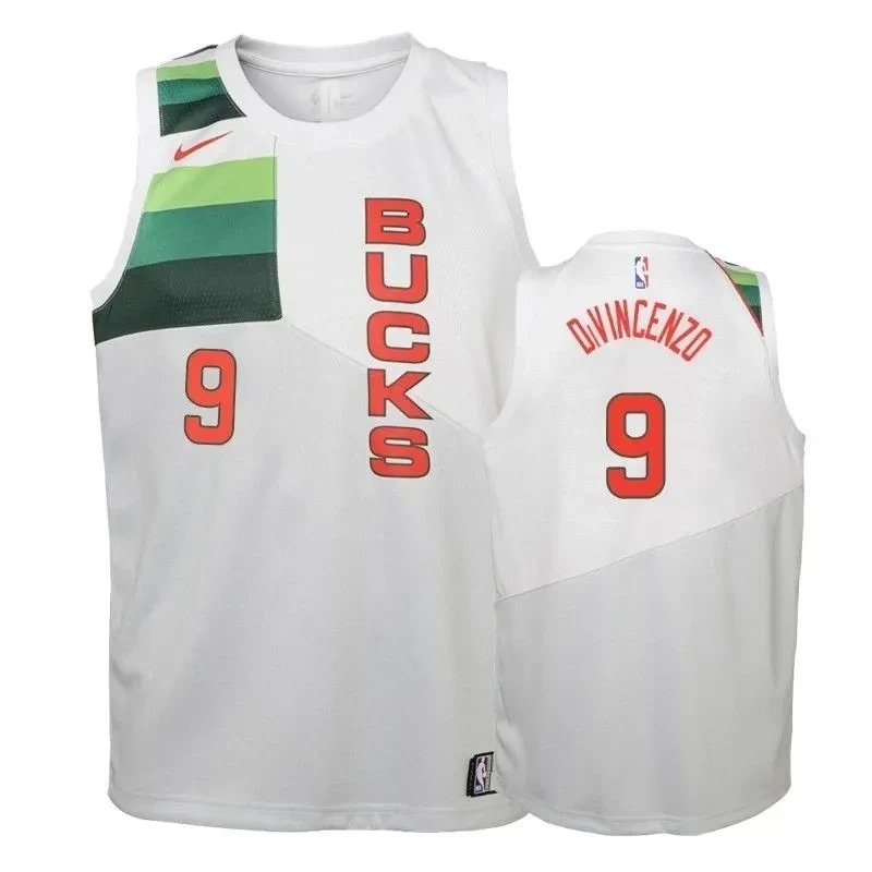 Youth Bucks Donte Divincenzo #9 2018-19 Earned White Jersey S-3XL Unisex