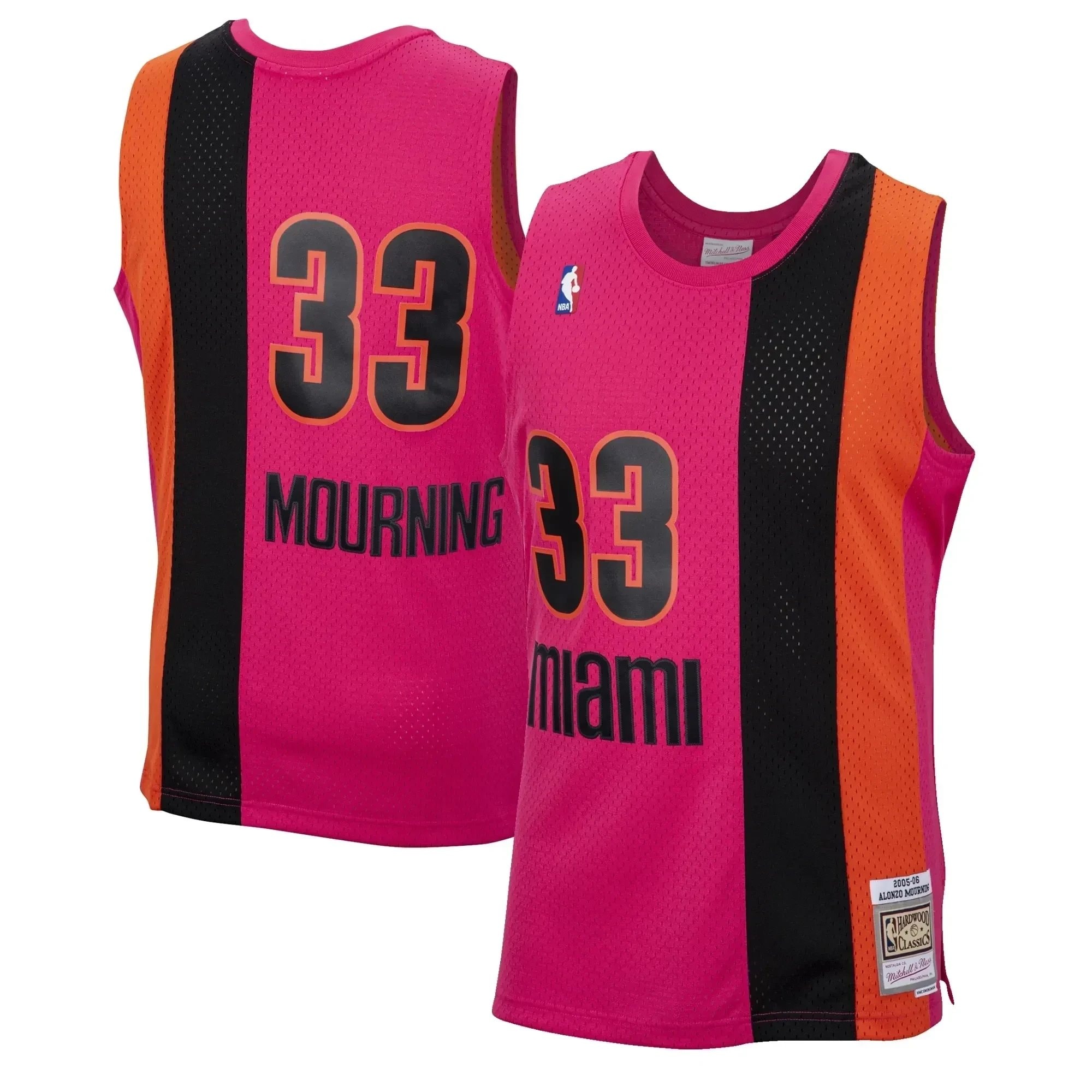 Alonzo Mourning Basketball Team Mitchell Ness 2005-06 Hardwood Classics Reload Swingman Jersey - Pink