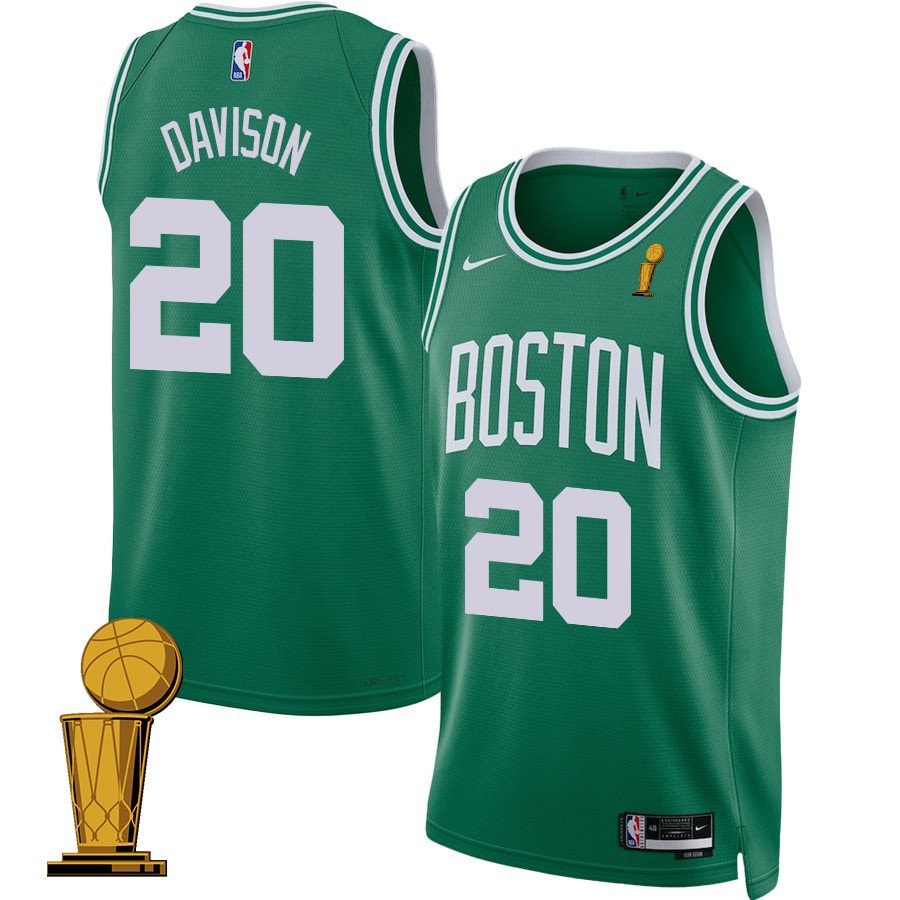 JD Davison 20 Boston Celtics 2024 Finals Champions Jersey Icon Edition Kelly Green