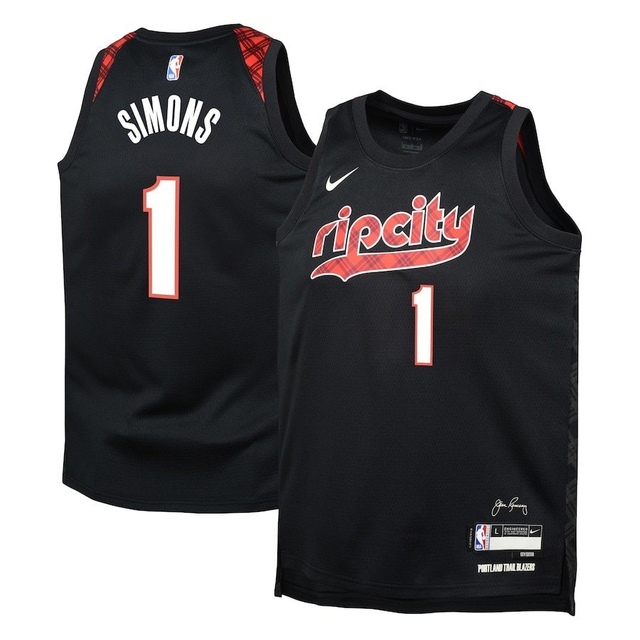 Anfernee Simons 1 Portland Trail Blazers 2023/24 City Edition Swingman Youth Jersey Black