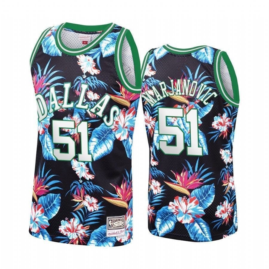 Men's Dallas Mavericks Boban Marjanovic #51 Floral Fashion Jersey Multicolor S-3XL