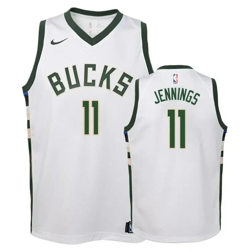 Youth Bucks Brandon Jennings 11 Association White Jersey - Unisex Basketball Jersey