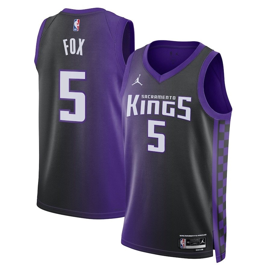 De'Aaron Fox 5 Sacramento Kings Unisex Swingman Jersey Statement Edition Purple Black