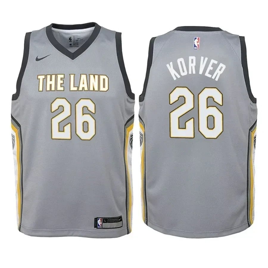 Youth Cavaliers Kyle Korver 26 City Edition Gray Jersey - Unisex Multicolor Basketball Jersey