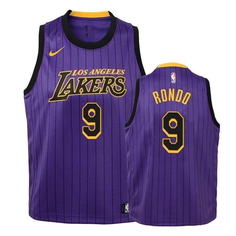 Youth Lakers Rajon Rondo #9 City Purple Jersey - Unisex Multicolor