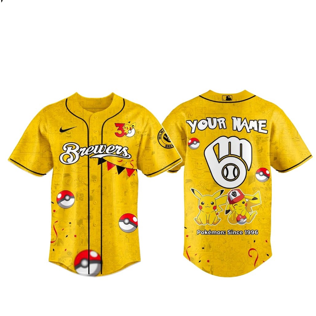 Custom Name Baseball Team x Pokemon 30th Anniversary Baseball Jersey