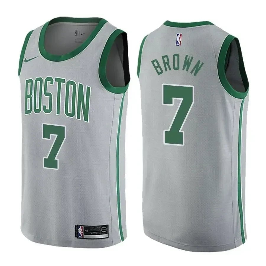 Men's Jaylen Brown Boston Celtics City Edition Gray Jersey S-3XL