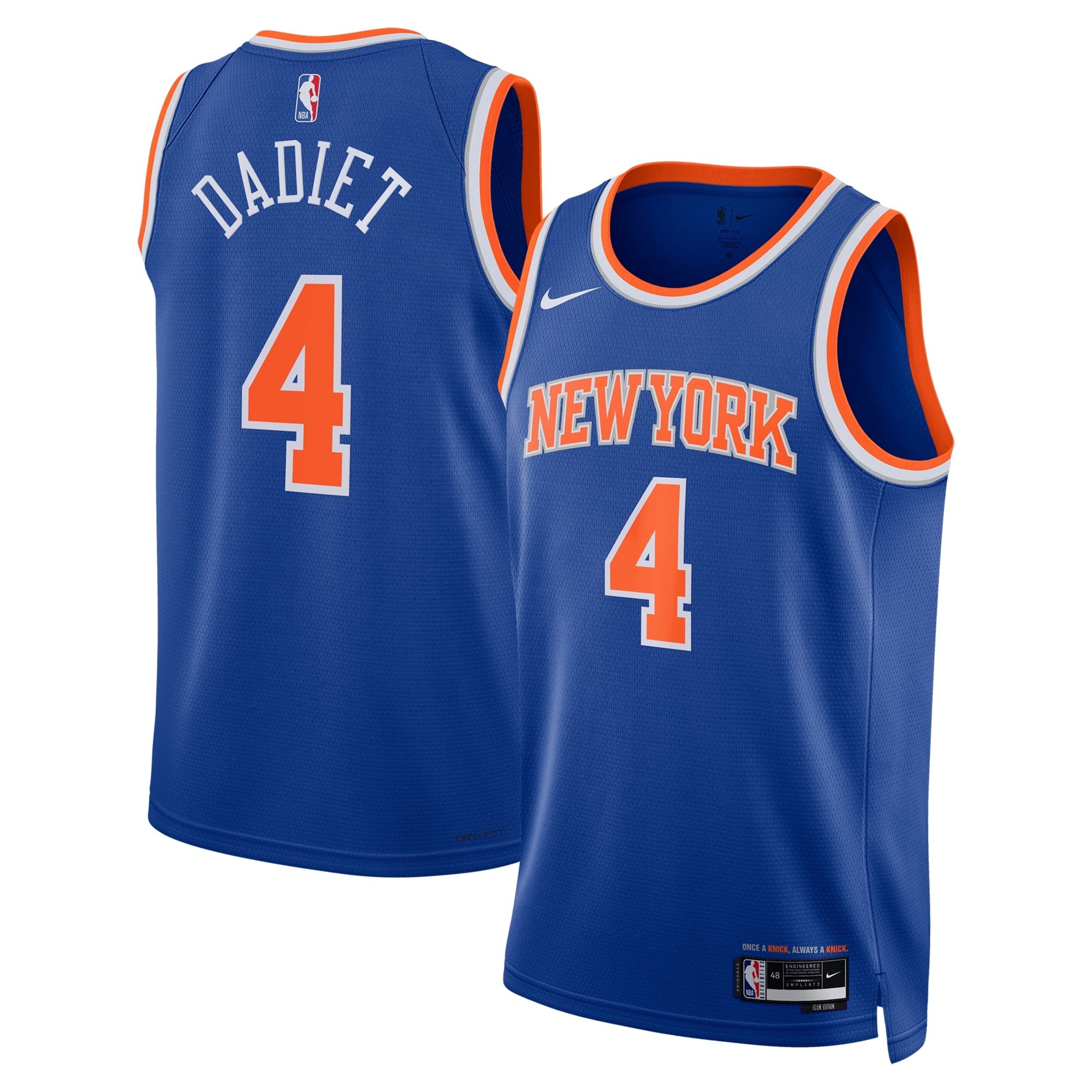 New York Knicks Icon Swingman Jersey - Blue - Pacôme Dadiet - Unisex