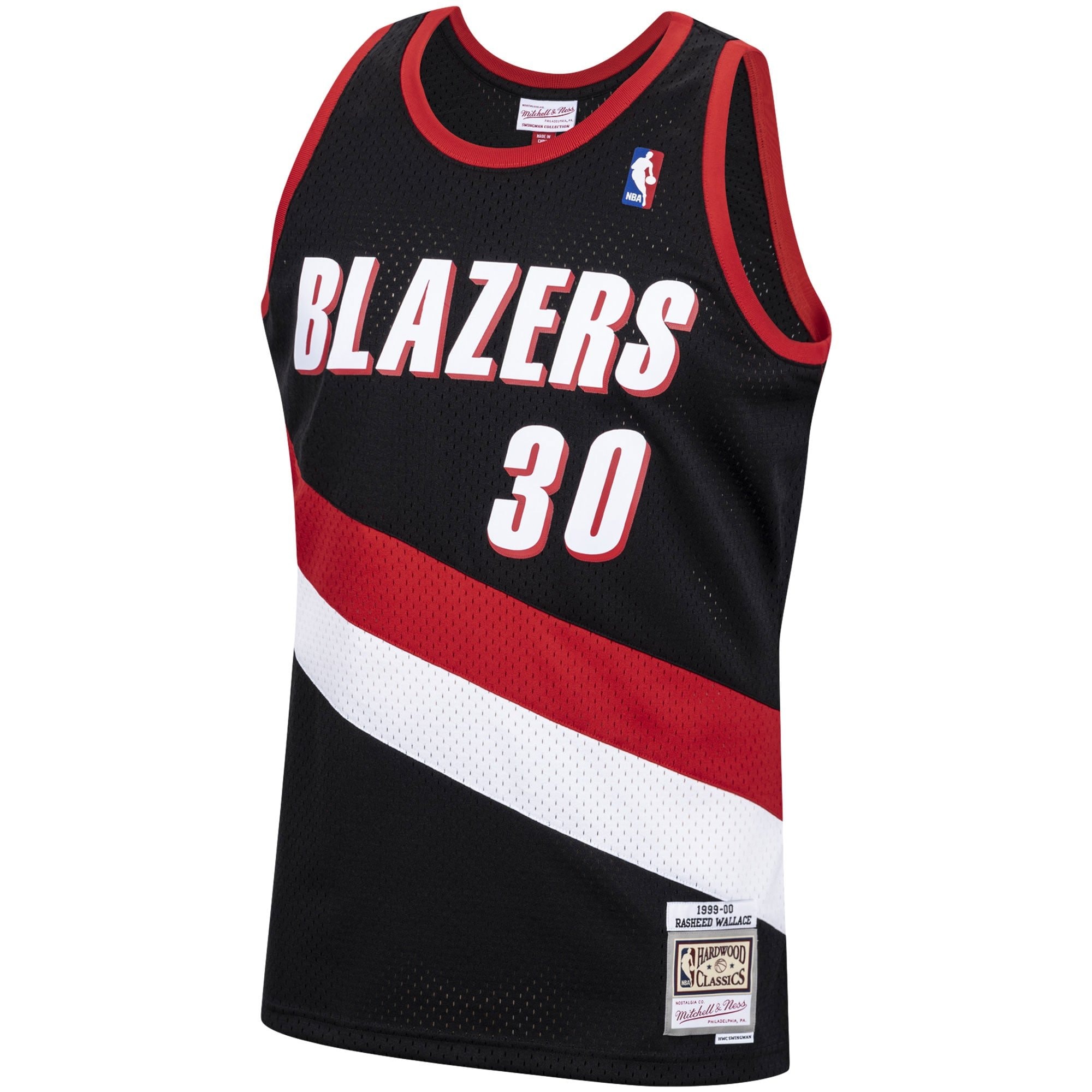 Men's Mitchell & Ness Rasheed Wallace Black Portland Trail Blazers 1999-00 Hardwood Classics Swingman Jersey