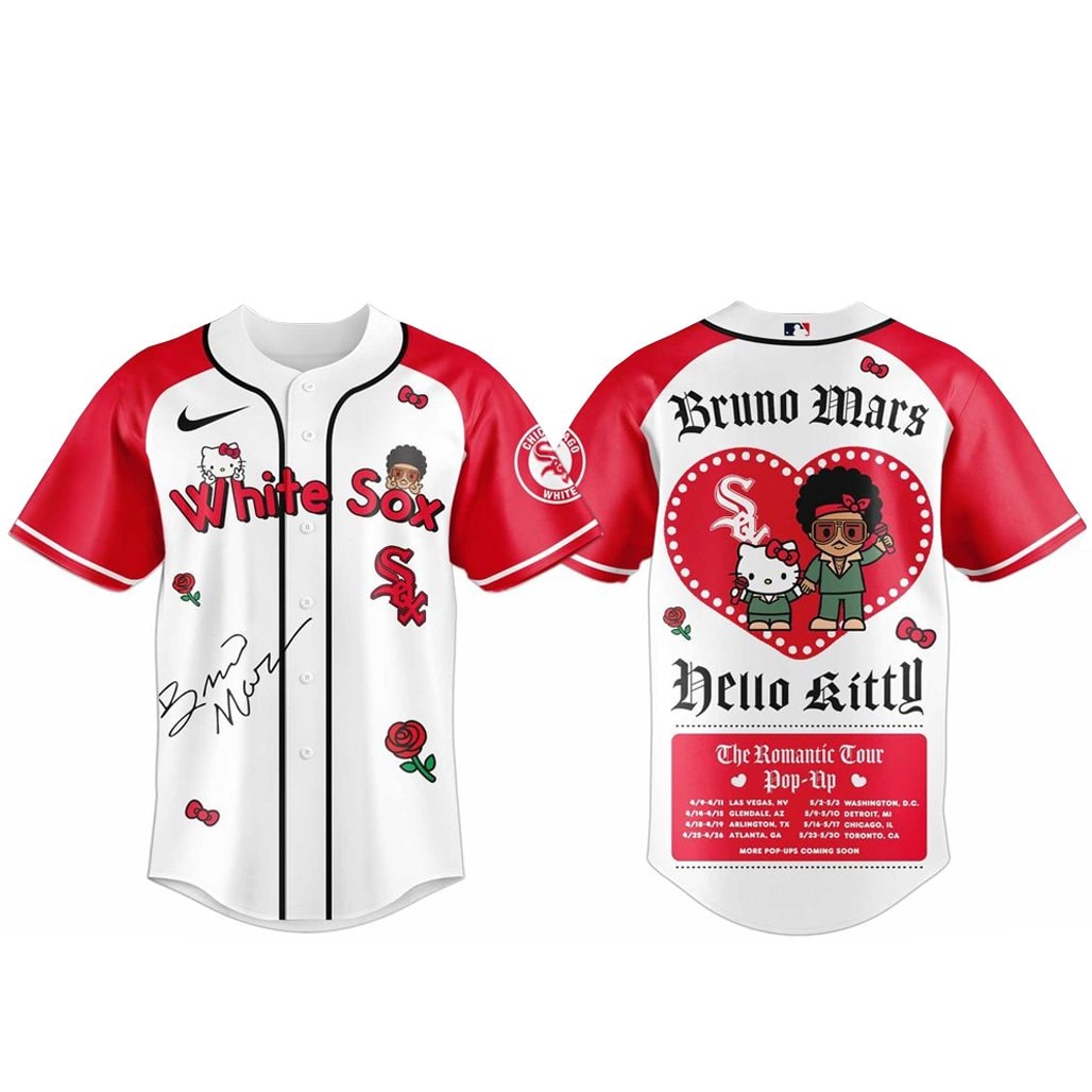 Baseball Team Bruno Mars x Hello Kitty 2026 The Romantic Tour Baseball Jersey