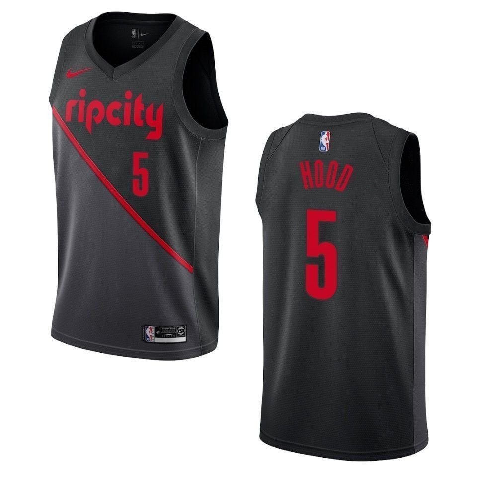 Men's Portland Trail Blazers 5 Rodney Hood City Swingman Jersey Black