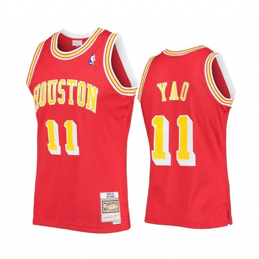 Men's Yao Ming 11 Houston Rockets Red Hardwood Classics Jersey