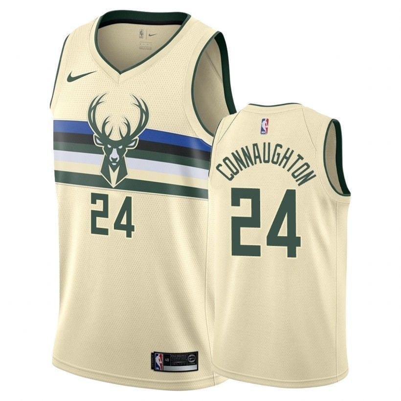 Men's Bucks Pat Connaughton #24 City Cream NBA Jersey