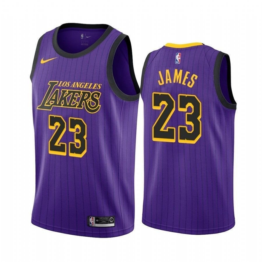 Men's Los Angeles Lakers LeBron James 23 City Edition Basketball Jersey
