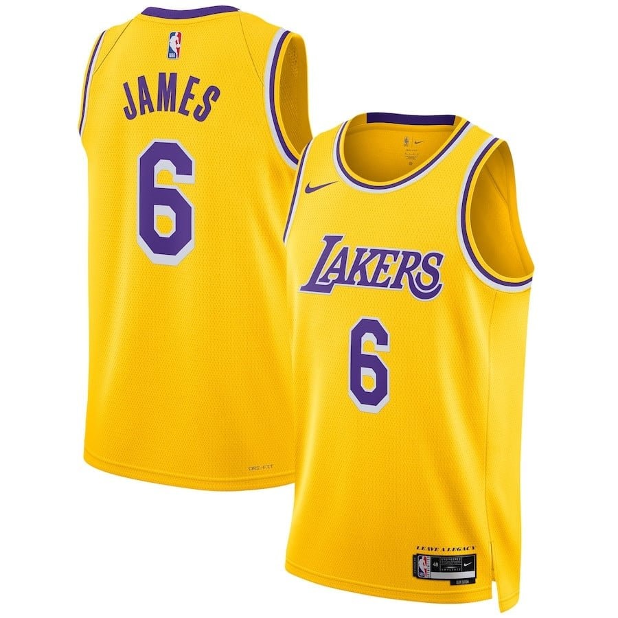 LeBron James 6 Los Angeles Lakers Unisex Swingman Jersey Icon Edition Gold
