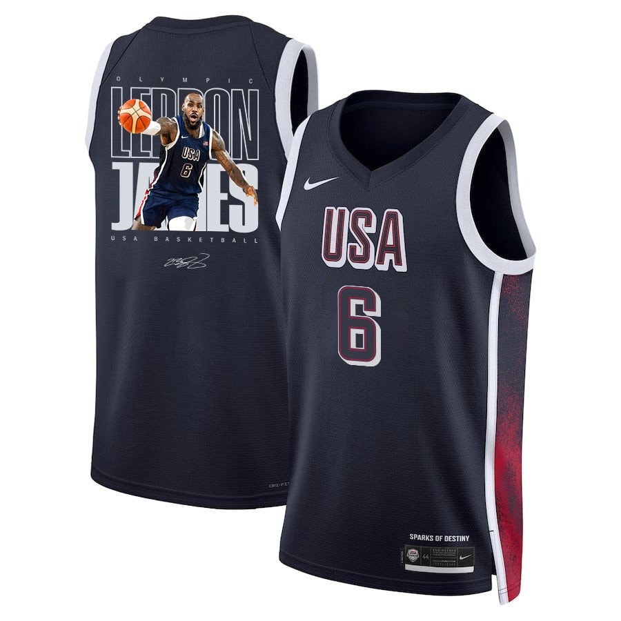 LeBron James King James USA Basketball 2024 Swingman Jersey Navy Multicolor Unisex
