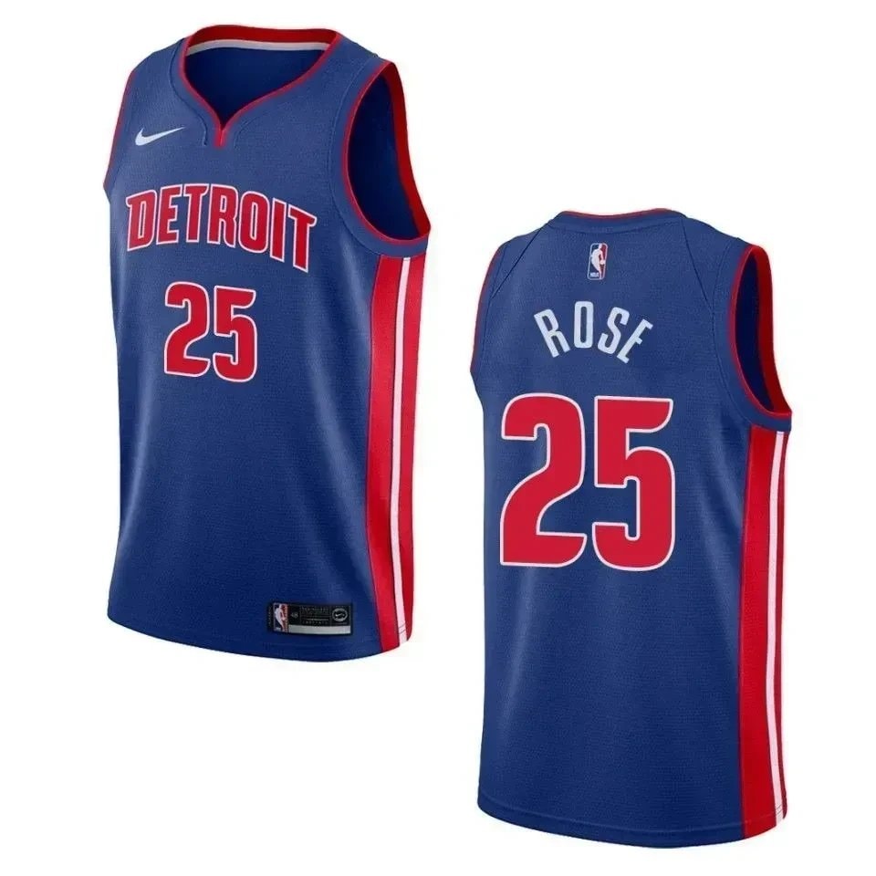 Men's Detroit Pistons Derrick Rose 25 Icon Swingman Jersey Blue