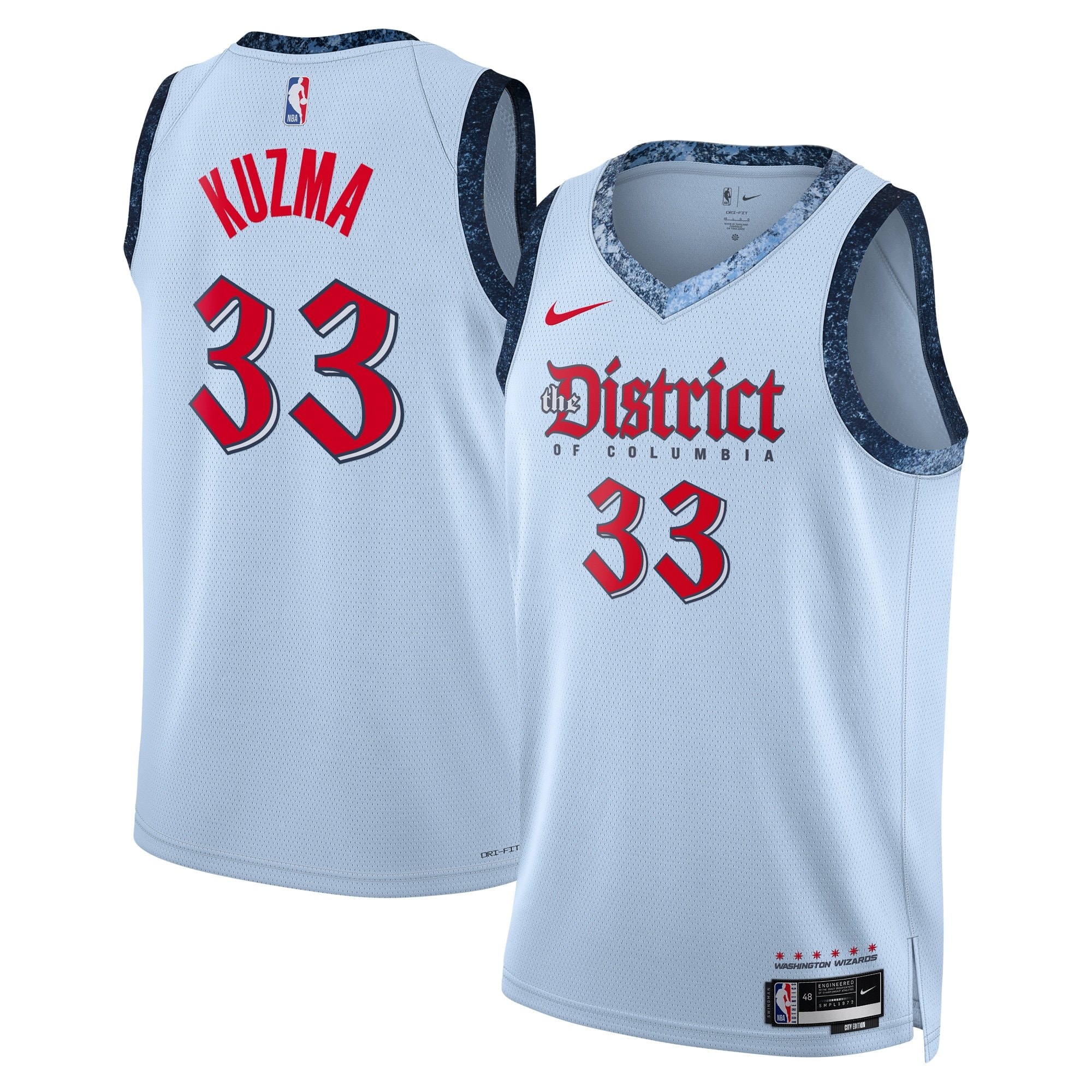 Washington Wizards 2024 City Edition Swingman Jersey Kyle Kuzma Unisex Blue Multicolor