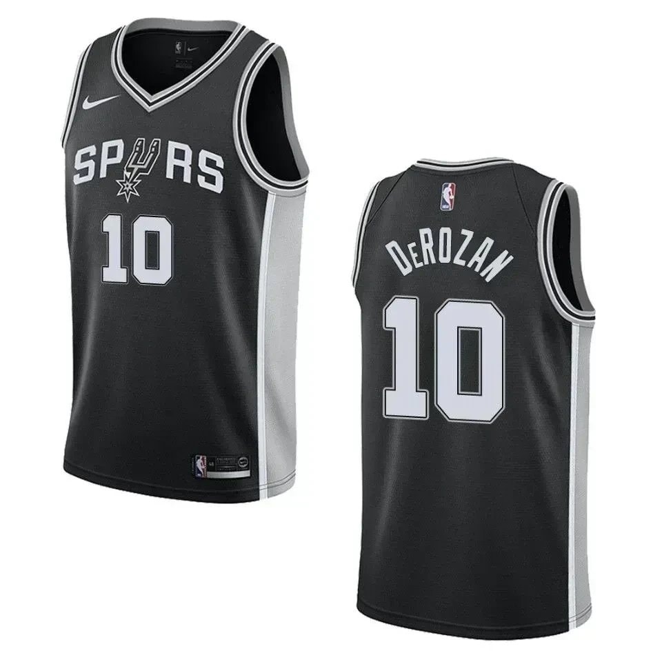 Men's San Antonio Spurs 10 Demar Derozan Icon Swingman Jersey Black