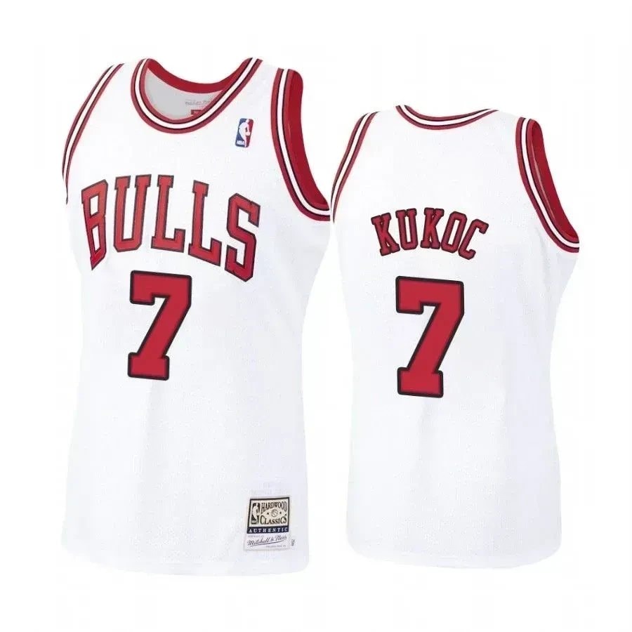 Men's Toni Kukoc #7 Chicago Bulls White Hardwood Classics Jersey