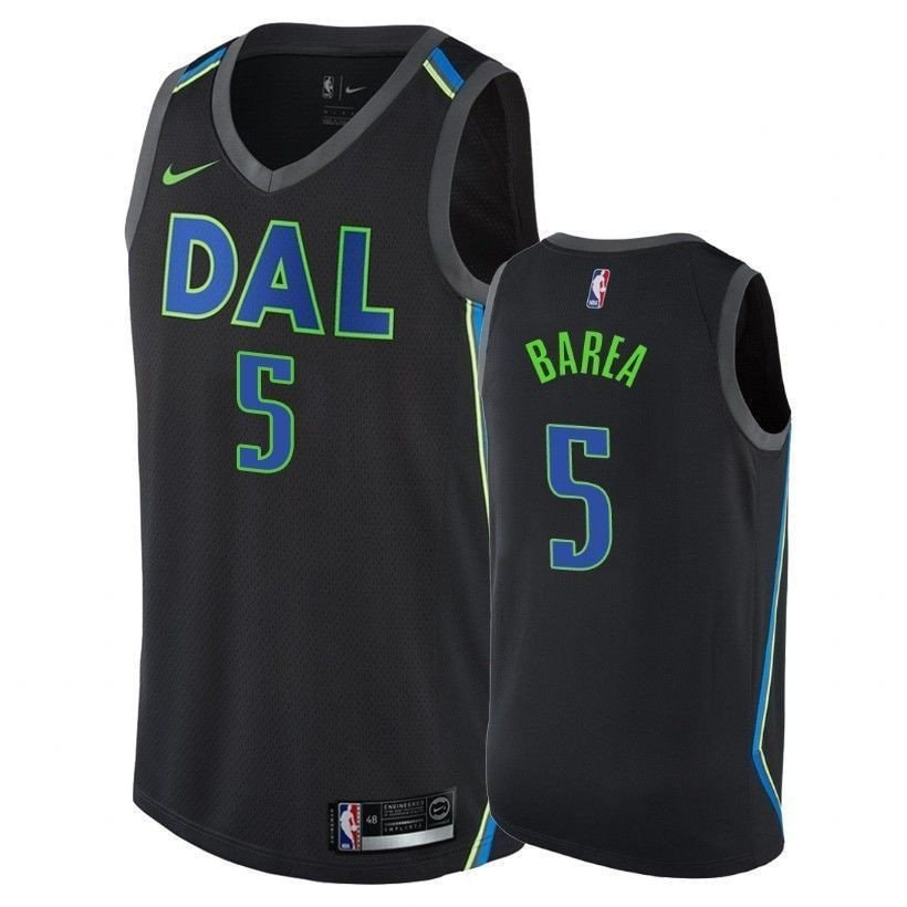 Men's Mavericks J.J. Barea #5 City Black Jersey - 100% Polyester, Sizes S-3XL