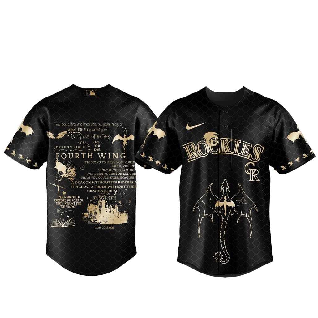 Baseball Team x Fourth Wing Night 2026 Gold Black Baseball Jersey