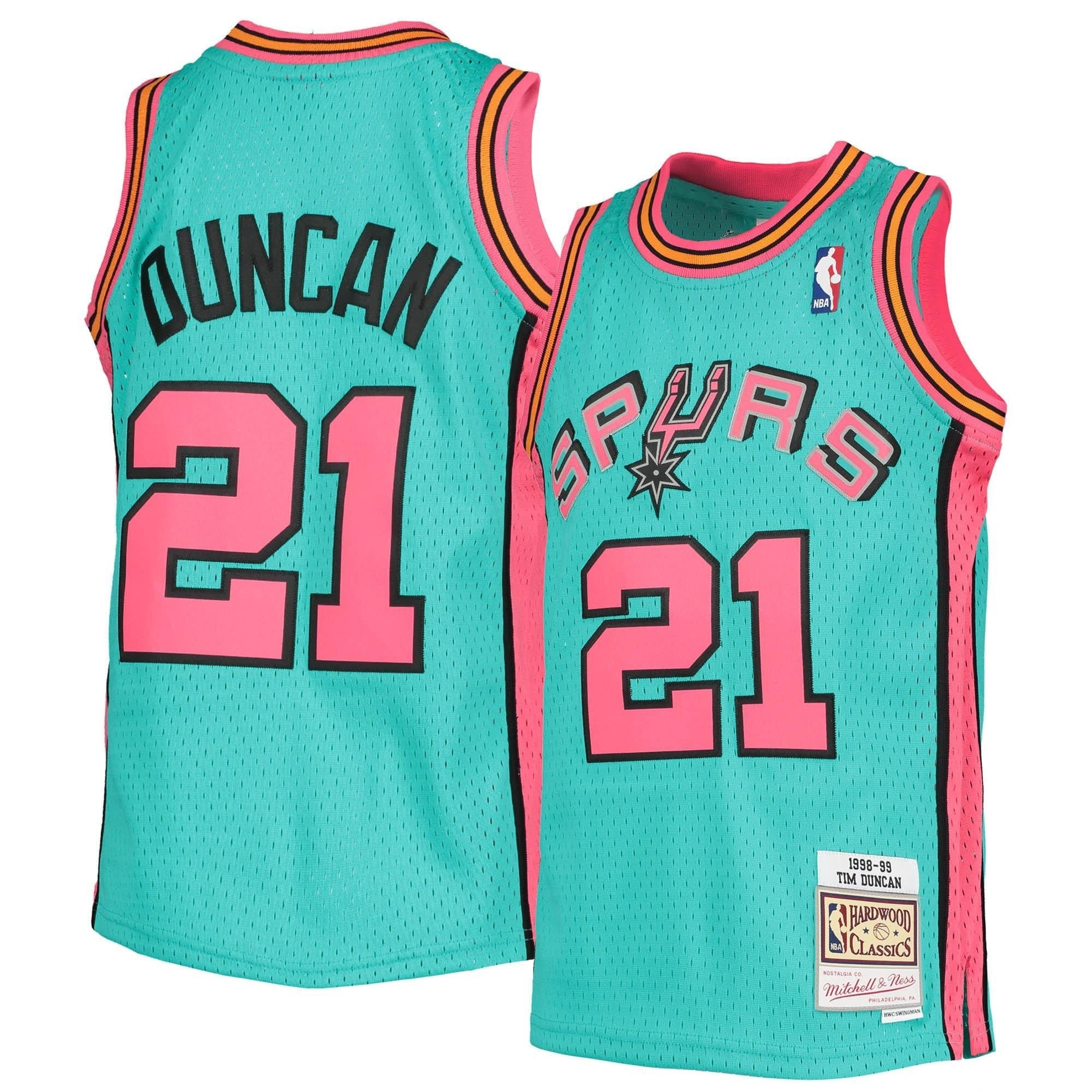 Tim Duncan San Antonio Spurs Mitchell & Ness Youth 1998-99 Hardwood Classics Reload Teal Jersey